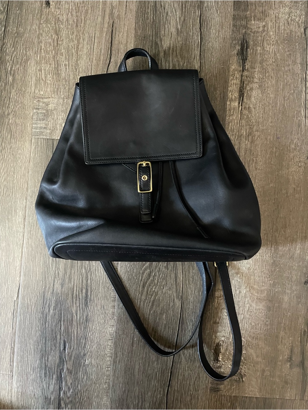 Coach Legacy Black Leather Backpack - Vintage Minimalist Daypack Bag